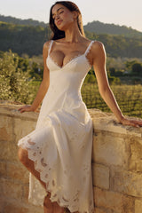 Tatiana White Cotton Broderie Anglaise Midi Sundress