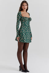 Malika Green Floral Corset Mini Dress