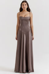 Anabella Smoke Lace Up Maxi Dress