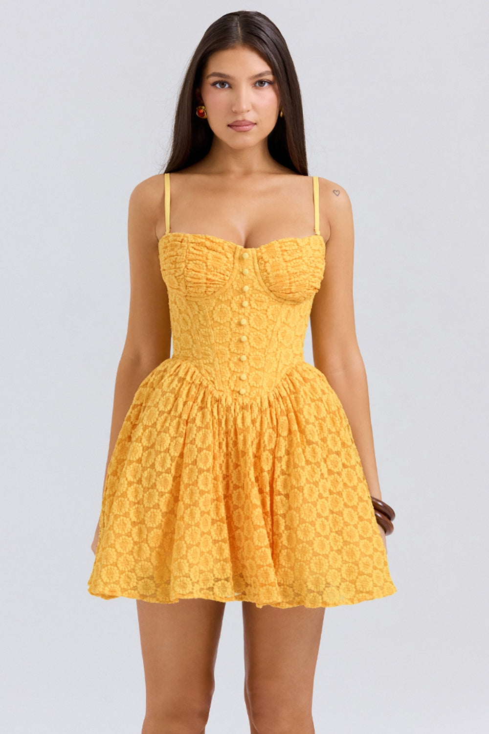 Carolina Apricot Lace Corset Mini Dress