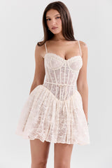 Louisa Vintage Cream Lace Mini Dress