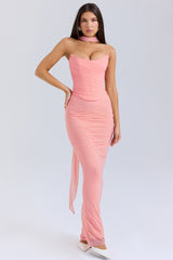 Cassidy Peach Fluted Hem Maxi Skirt