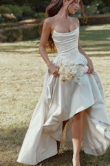 Jelena Ivory Satin Basque Waist Corset Bridal Gown