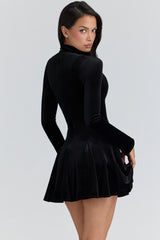 Stella Black Velvet Keyhole Mini Dress