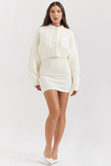 Salilah Cream Chenille Blend Bomber Jacket