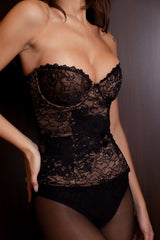 Yara Black Lace Strapless Corset Top
