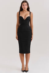 Bellissima Black Sweetheart Midi Dress