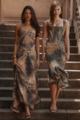 Seren Leopard Hand Beaded Embellished Maxi Dress