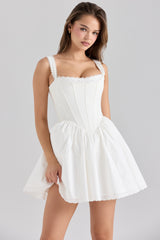 Ami White Stretch Cotton Corset Mini Dress