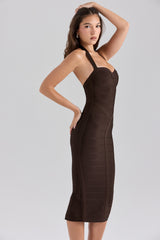 The Supermodel Chocolat Halter Midi Bandage Dress