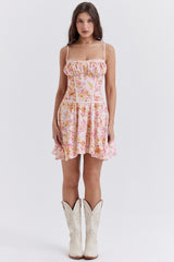 Alejandra Light Lavender Print Corset Dress