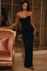 Solaine Black Lace Corset Maxi Dress
