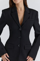 Luella Black Crepe Hourglass Blazer Jacket