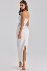 Serenella White Broderie Anglaise Lace Midi Dress