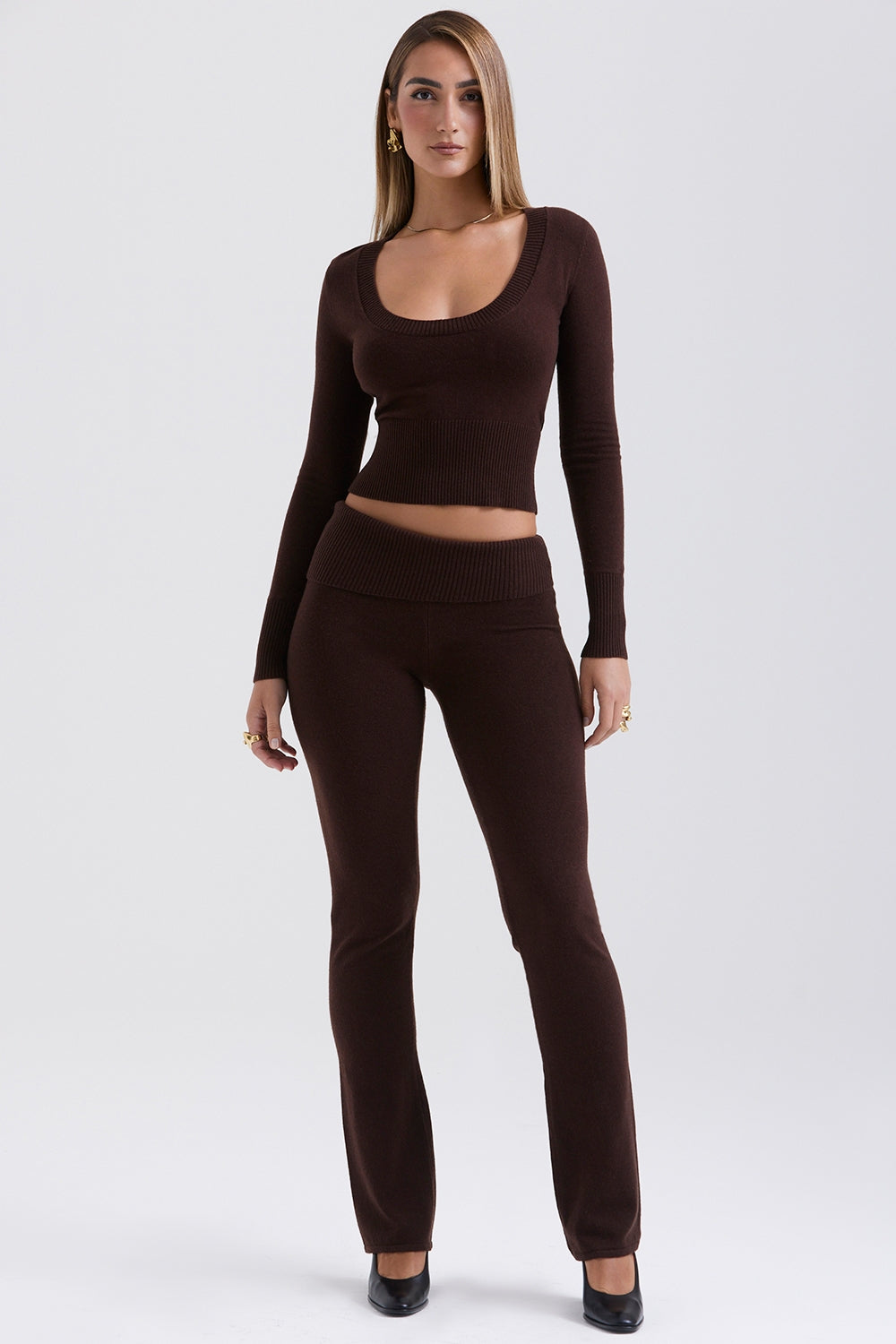 Ama Chocolate Cashmere Blend Trousers