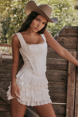 Fifi White Layered Mini Skirt