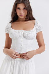 Kitty White Gathered Top