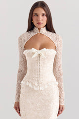 Perdita Ivory Metallic Jacquard Corset & Bolero