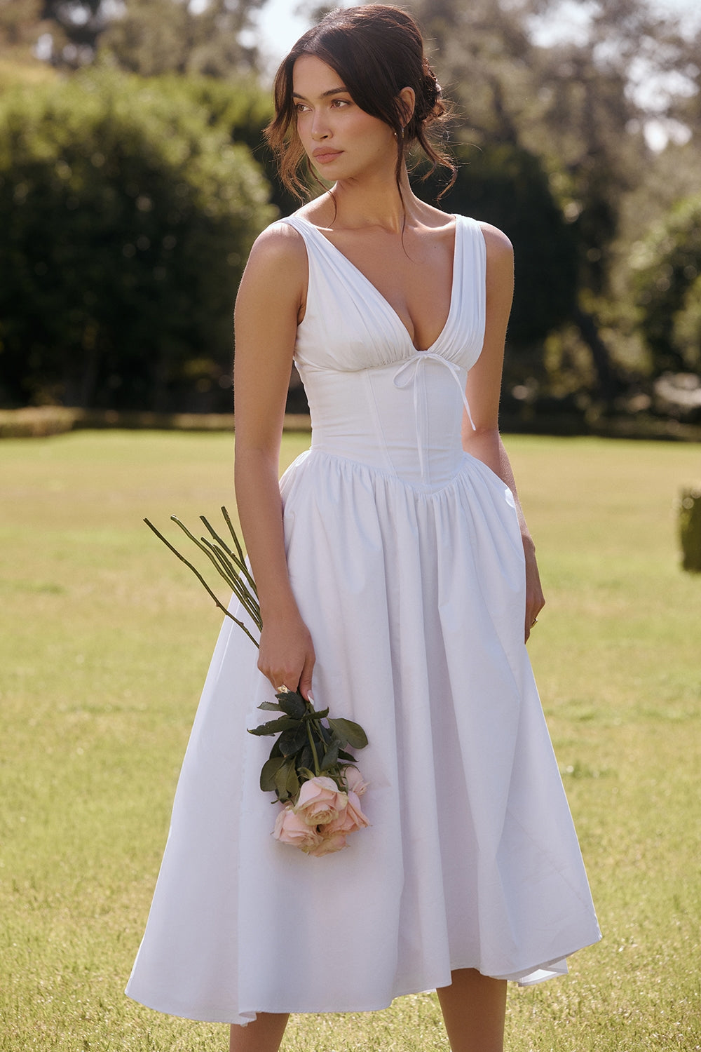 Emmelina White Cotton Corset Sundress