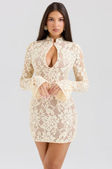 Brianna Buttermilk Keyhole Lace Mini Dress