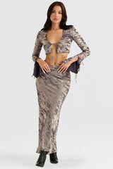 Clara Pewter Bias Cut Midi Skirt