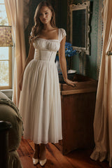Thea White Voile + Broderie Anglais Maxi Dress