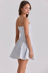 Dolly Blue Wildflower Floral Print Cotton Mini Sundress