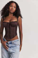 Gini Rich Brown Lace Back Corset