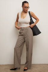 Hayden Brown Puppytooth Wide Leg High Waist Tailored Trousers