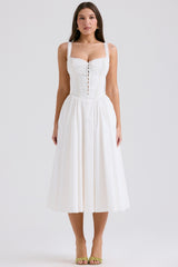 Milia White Broderie Anglais & Cotton Midi Dress