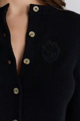 Emblem Black Cashmere + Wool Cardigan