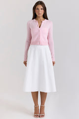Alliana Pink Cropped Wool Cardigan