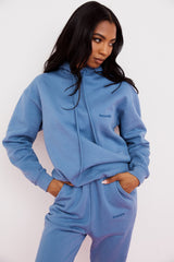 Halo Azure Cotton Fleece-Back Oversized Hoodie