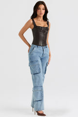 Ria Blue Washed Utility Jeans