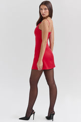 Dainty Scarlet Square Neck A-Line Mini Dress