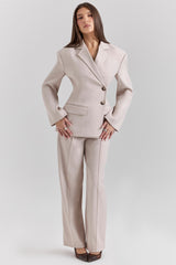 Hayden Beige High Waist Tailored Trousers