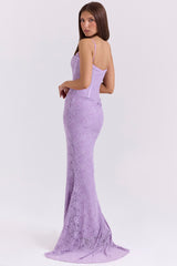 Antonina Orchid Lace Corset Maxi Dress