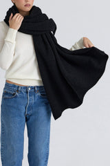 Nara Black Wool Oversized Textured Scarf