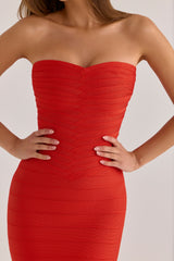 The Sweetheart Saffron Strapless V Waist Bandage Maxi Dress