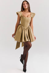 Saasha Gold Jacquard Mini Dress