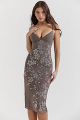 Blanca Smoke Crystal Embellished Midi Dress
