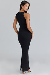 Keoni Black Asymmetric Draped Maxi Dress
