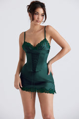 Soraya Forest Satin Slip Dress