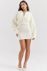 Salilah Cream Chenille Blend Bomber Jacket
