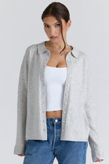Devon Grey Cashmere + Merino Wool Knit Shirt