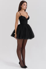 Princess Black Tulle Mini Dress