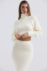 Nyala Cream Soft Boucle Knit Cropped Sweater