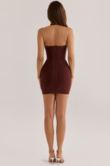 The Silhouette Burnt Sugar Halter Neck Bandage Mini Dress