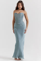 Amadi Cool Blue Floor Length Maxi Skirt