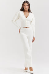 Noor Off White Knitted Cardigan
